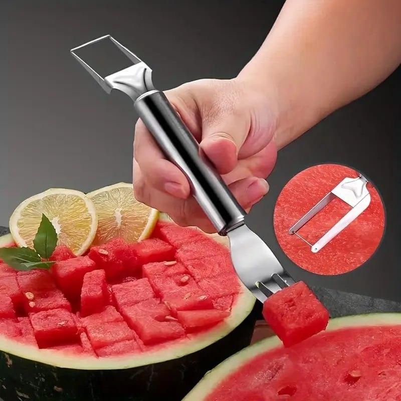 Watermelon Fork Cutter Slicer Tool 2-in-1 Stainless Steel Fruit Cutter (Pack of 2)